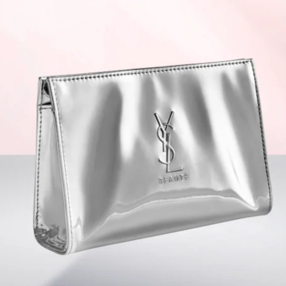 Yves Saint Laurent Metallic Silver Cosmetic Bag - Picture 2 of 7